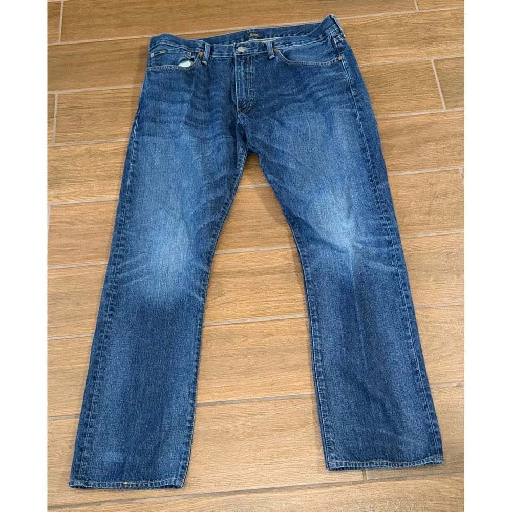 Polo Ralph Lauren Varick Slim Straight Blue Jeans Mens 36x34 (36x32) Medium Wash